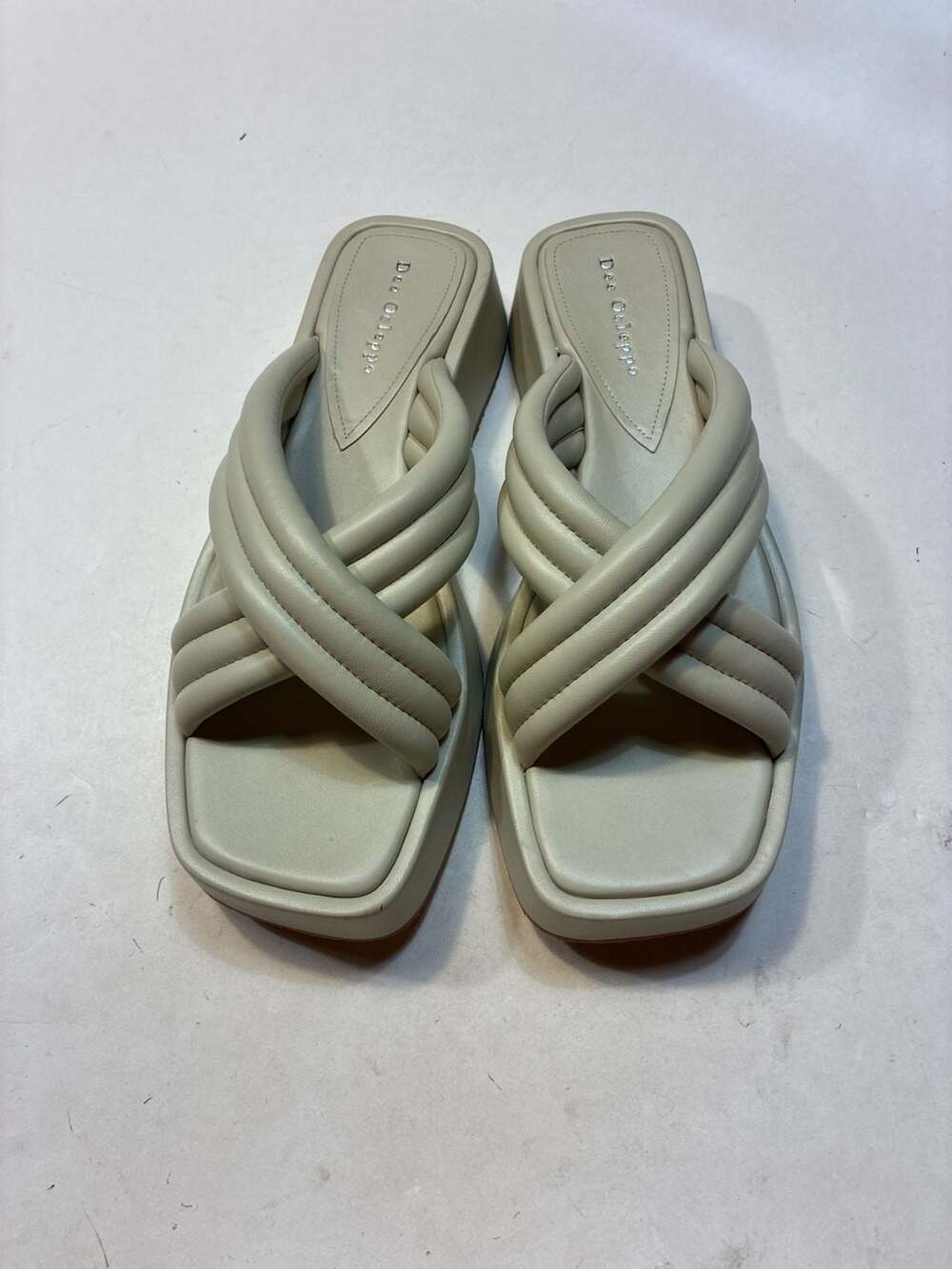 Dee Ocleppo Sicily Crisscross Platform Slide Sandals Beige Ivory